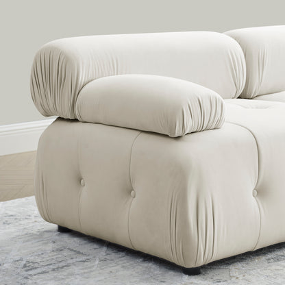 Modular Sectional Sofa, Beige Velvet