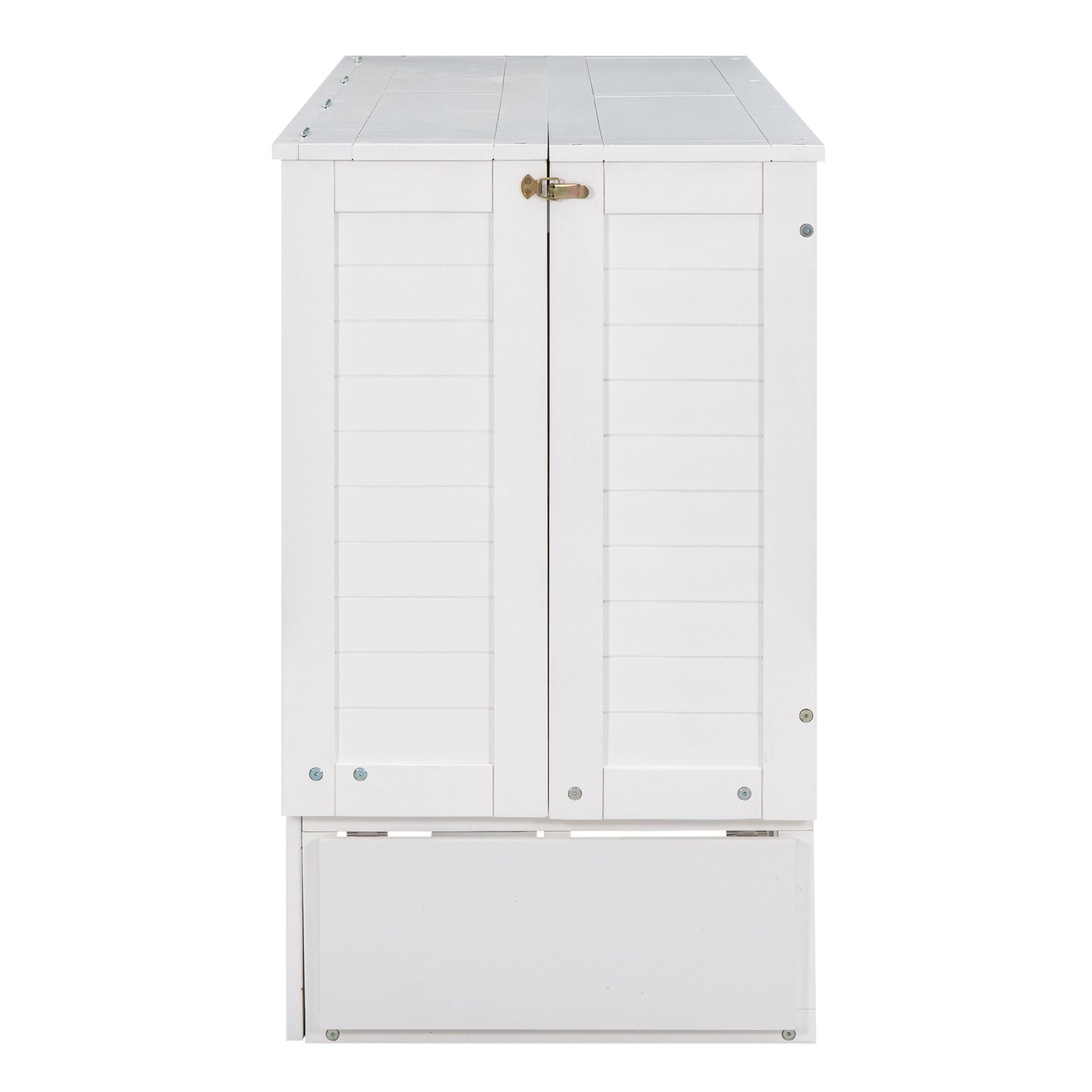 Mobile Murphy Bed: Queen Size with Drawer and Side Shelves, White