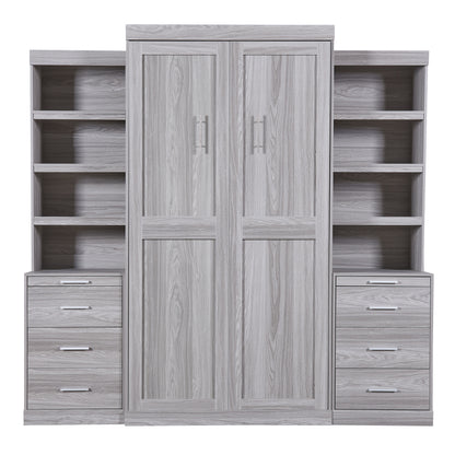 Twin Size Murphy Bed with Storage Shelves and Drawers