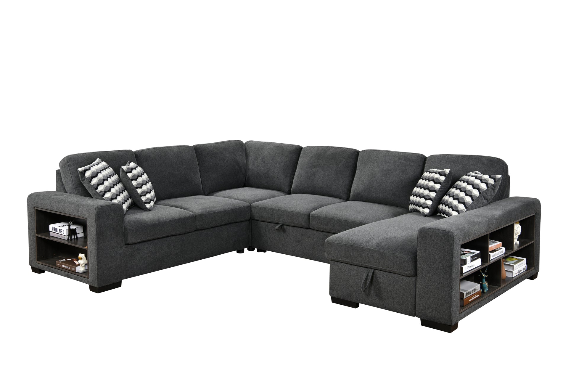 U-Shaped Sectional, Storage Chaise, Pull-Out Bed