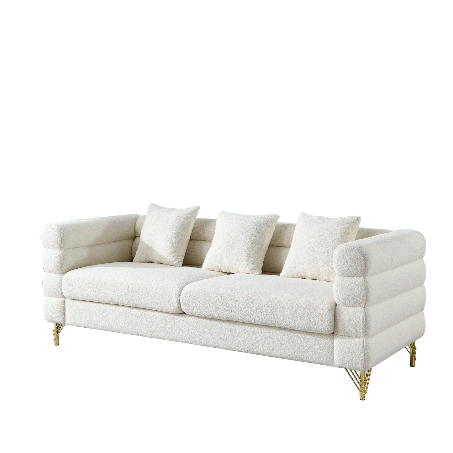 3-Seater Sectional Sofa White Teddy Ivory