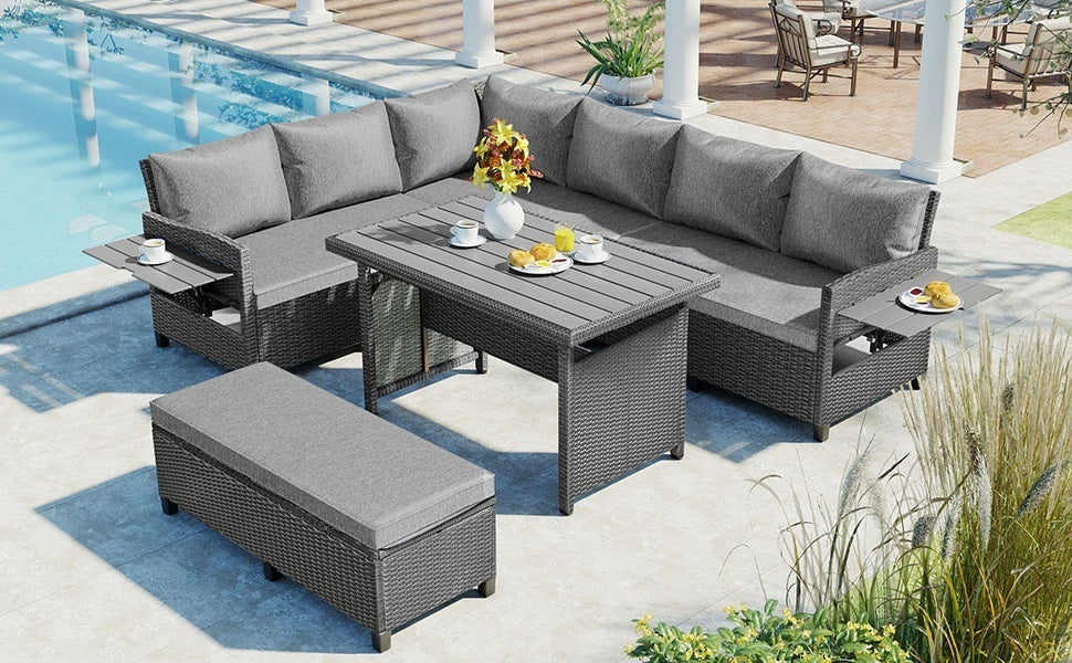 5-Piece Outdoor Patio Rattan Sofa Set, Sectional