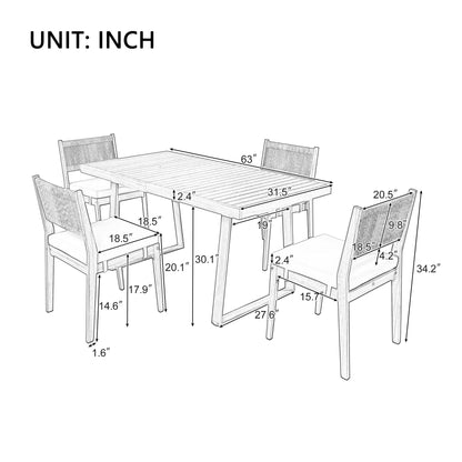 Multi-person Outdoor Dining Table and Chair Set, Thick Cushions