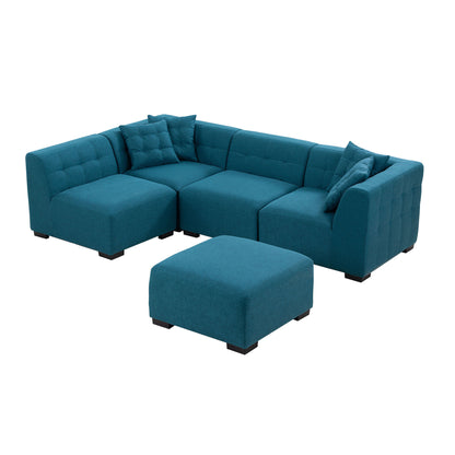 Sectional Sofa with Removable Ottoman Green