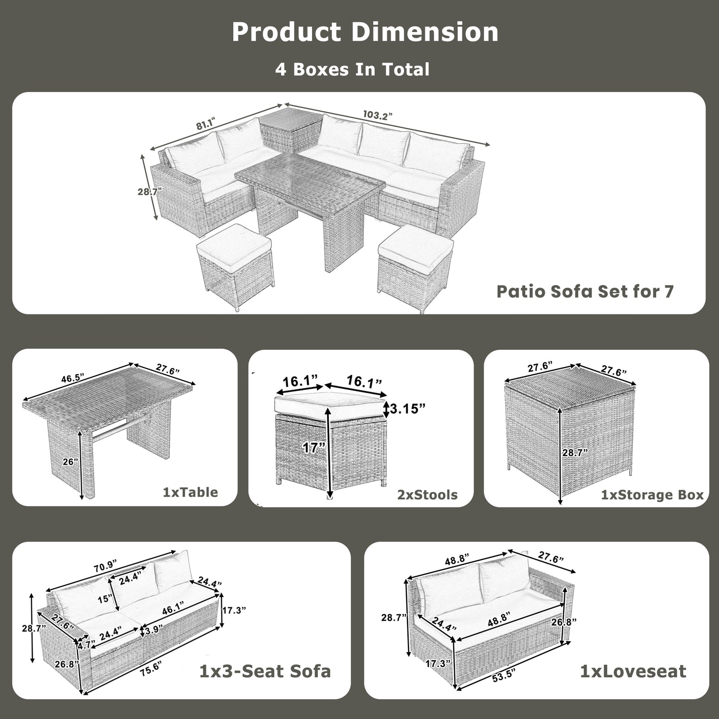 Outdoor 6-Piece All Weather Sofa Set