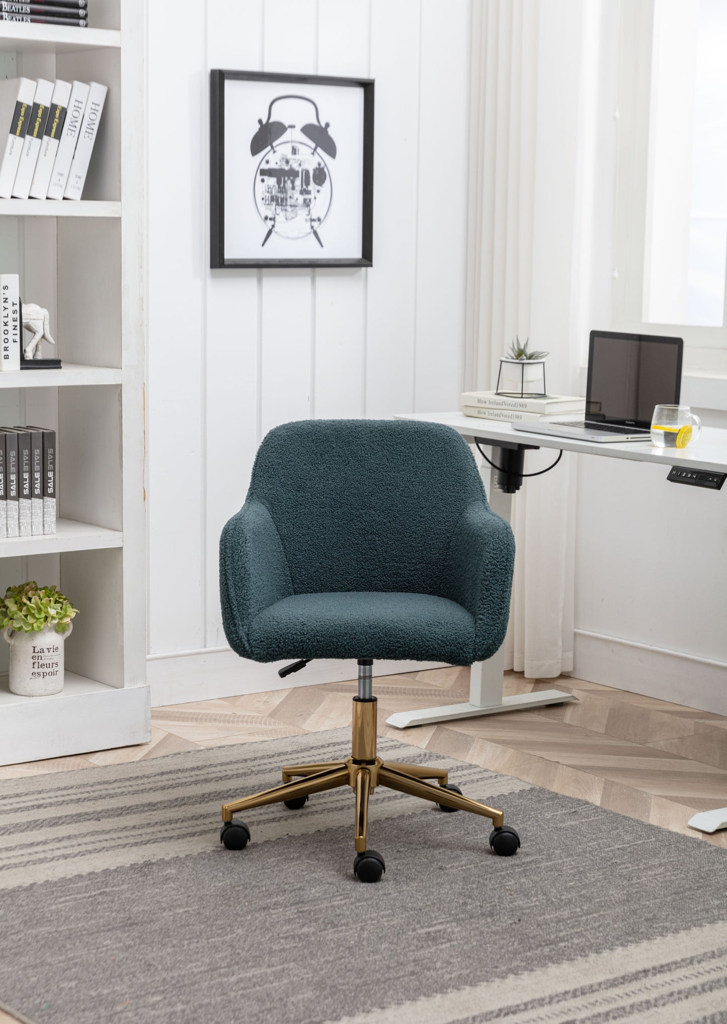 Home Office Chair With Gold Metal Legs