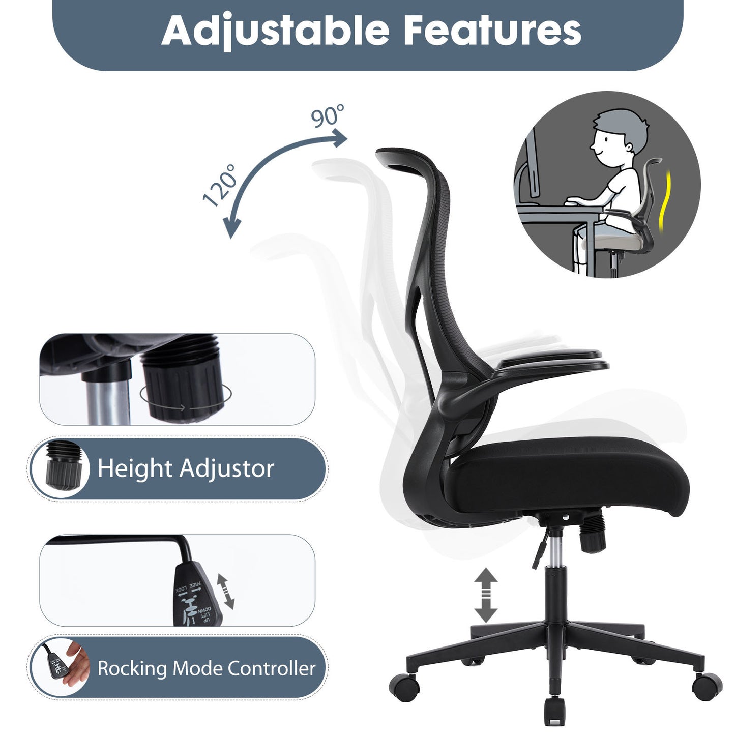 Ergonomic Executive Office Chair Breathable Mesh Computer Chair