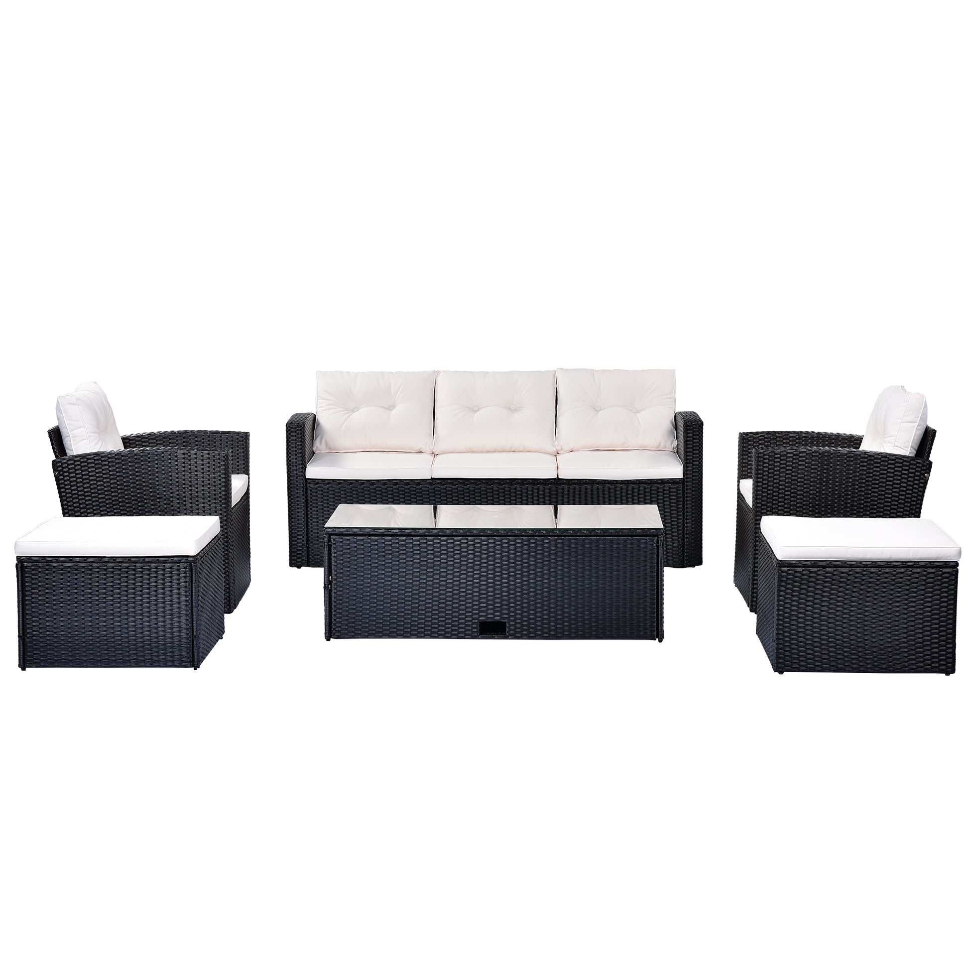 6-piece All-Weather Patio Outdoor Dining Sectional Set coffee table