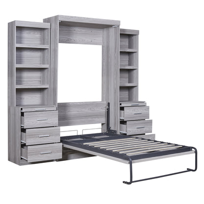 Twin Size Murphy Bed with Storage Shelves and Drawers