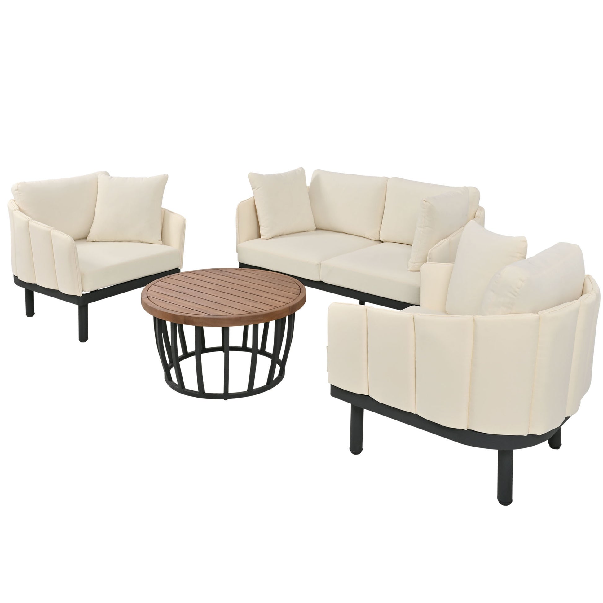 4-Piece Outdoor Iron Frame Conversation Set, Patio Set