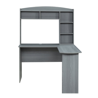 Techni Mobili Modern L-Shaped Desk with Hutch, Grey