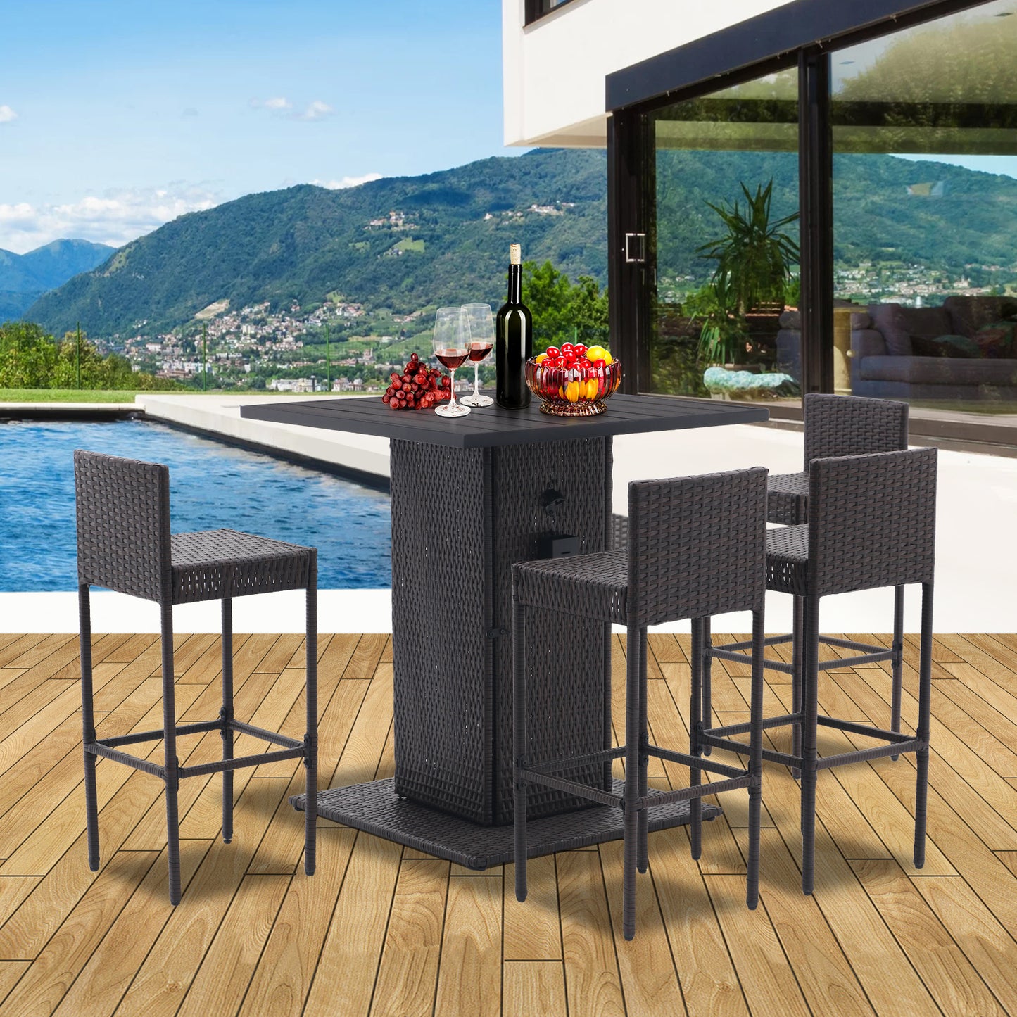 5-Piece Outdoor Conversation Bar Set, All Weather