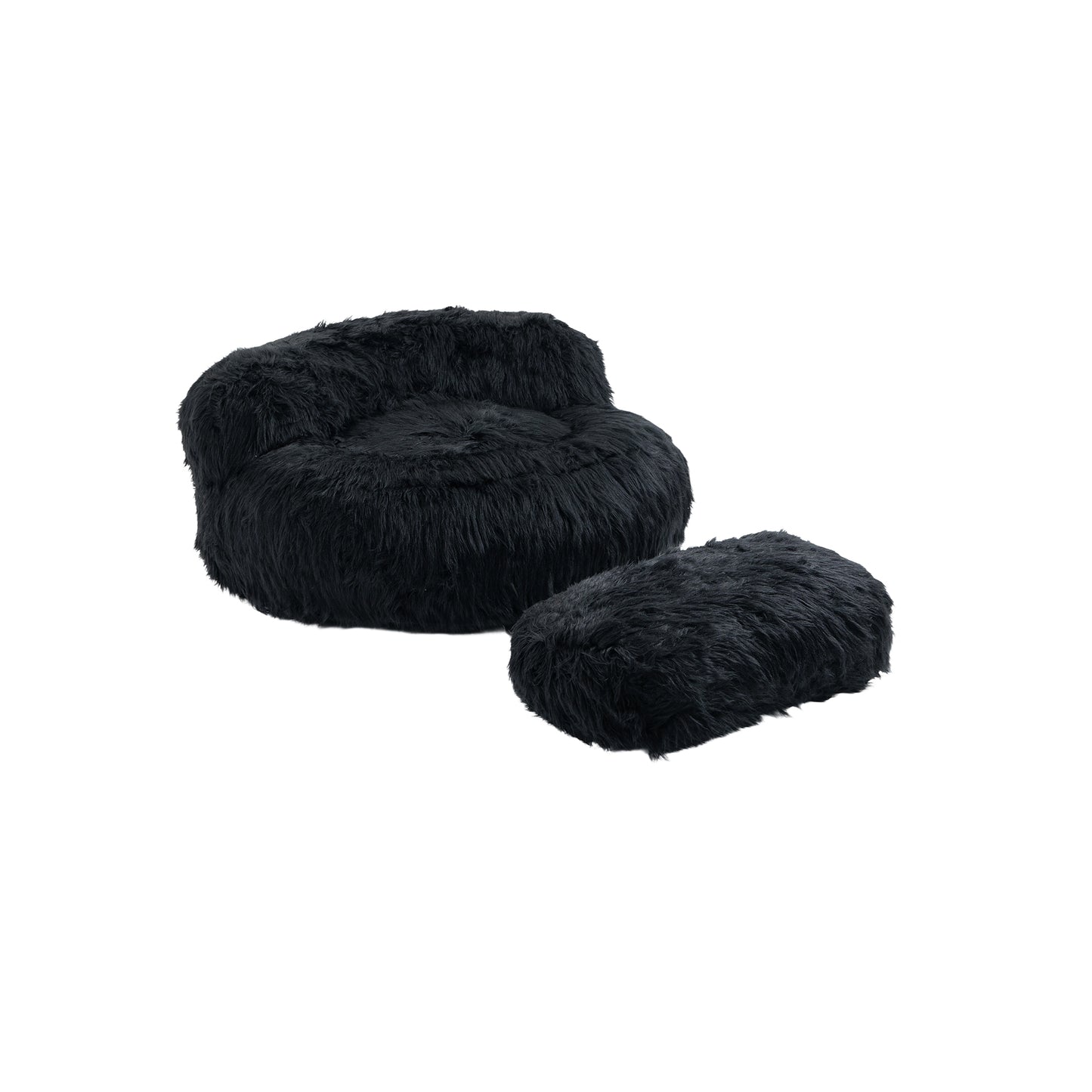 COOLMORE Bean Bag Chair Faux fur Lazy Sofa /Footstool Durable Comfort