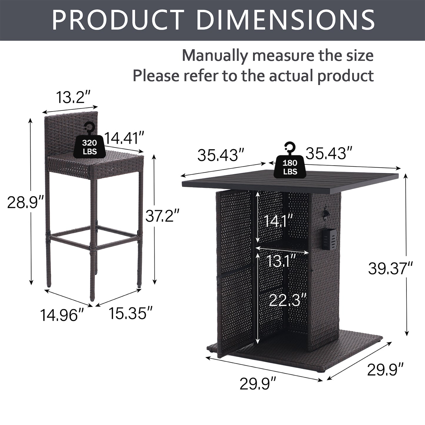 5-Piece Outdoor Conversation Bar Set, All Weather