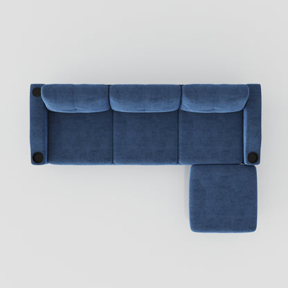 Convertible L-Shape Sofa: Navy Blue, Storage, Footstool, Multifunction