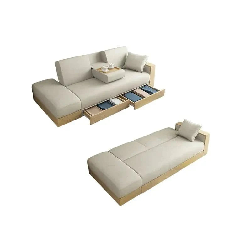 Full Sleeper Sofa Bed with Storage Gray/White