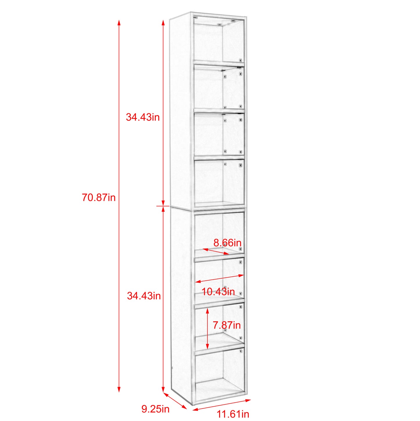 Slim Storage Cabinet with Adjustable Bookshelf for Home Office