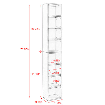 Slim Storage Cabinet with Adjustable Bookshelf for Home Office