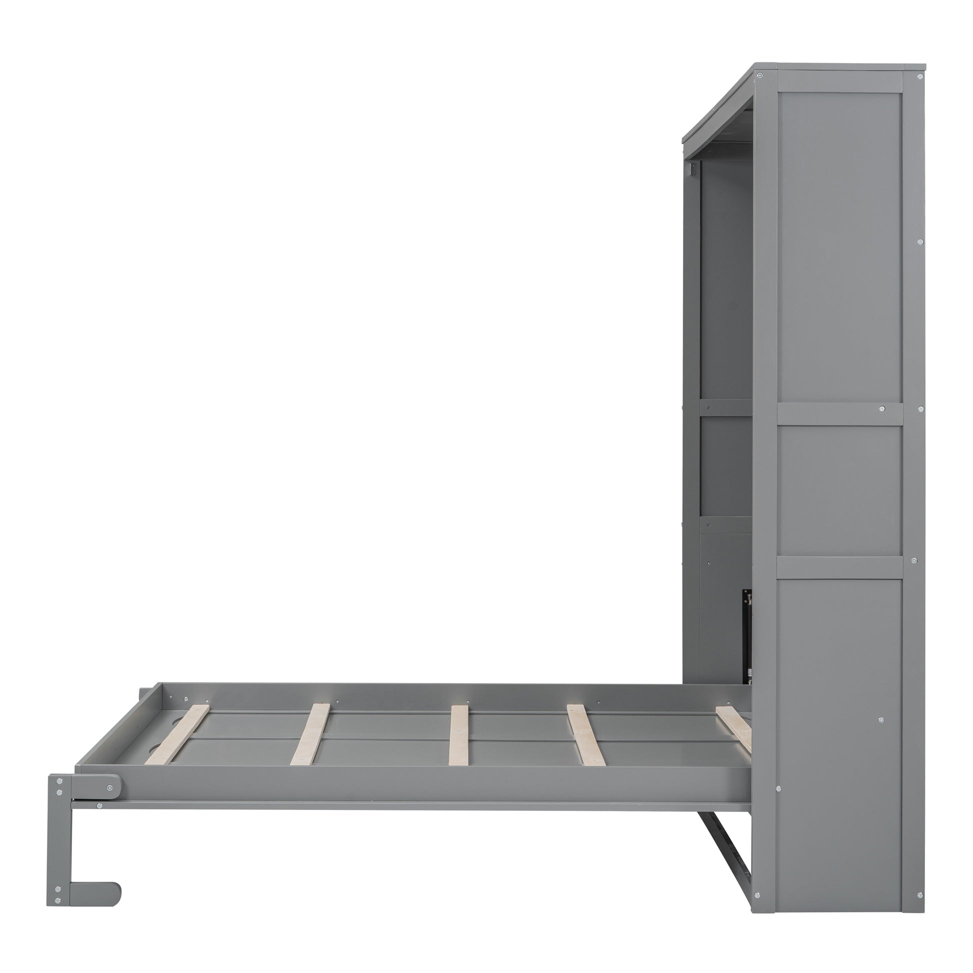 Queen Size Murphy Bed Wall Bed with Shelves,Gray