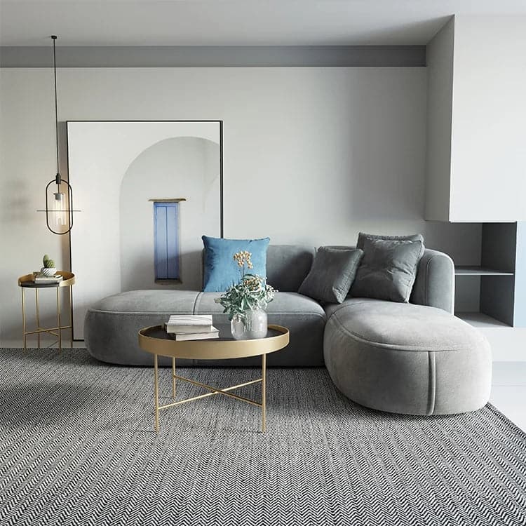 L-Shaped Modular Corner Sofa with Gray Pillows