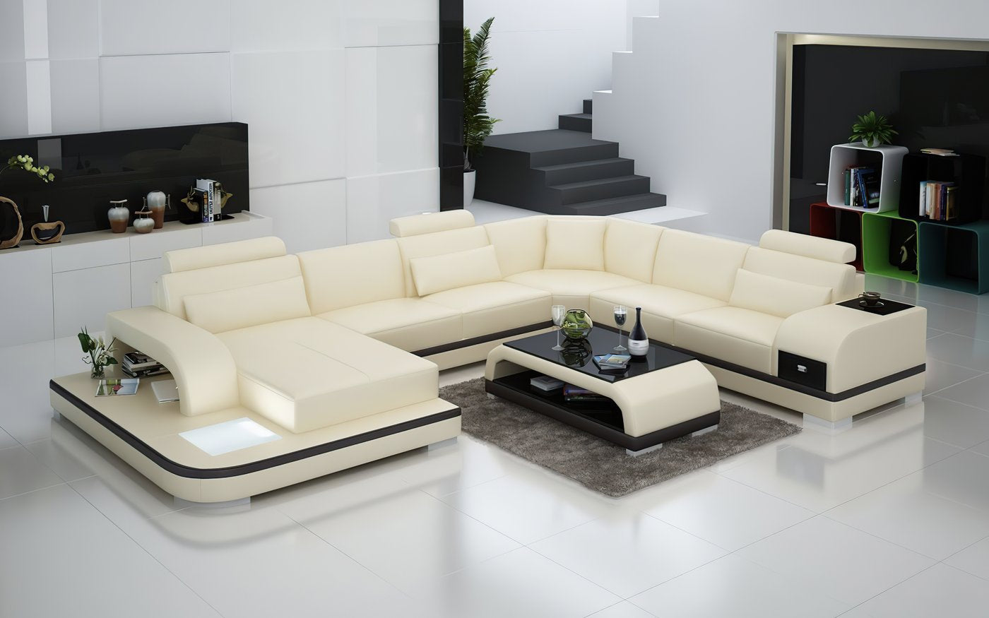 Leather Sectional with LED Lights