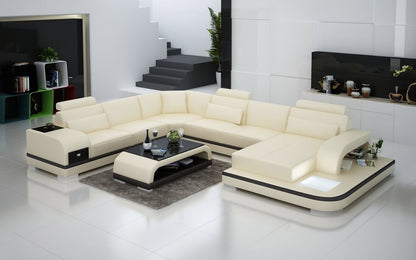 Leather Sectional with LED Lights