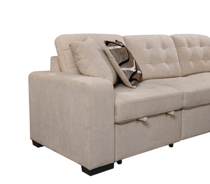 Oversized U-Shape Sectional: Wide Chaise, Beige, Ideal for Home.