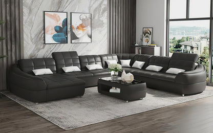 Modern Leather Sectional With Chaise