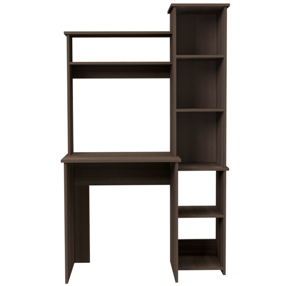 Aramis Desk, Five Shelves, Two Superior Shelves, Smokey Oak