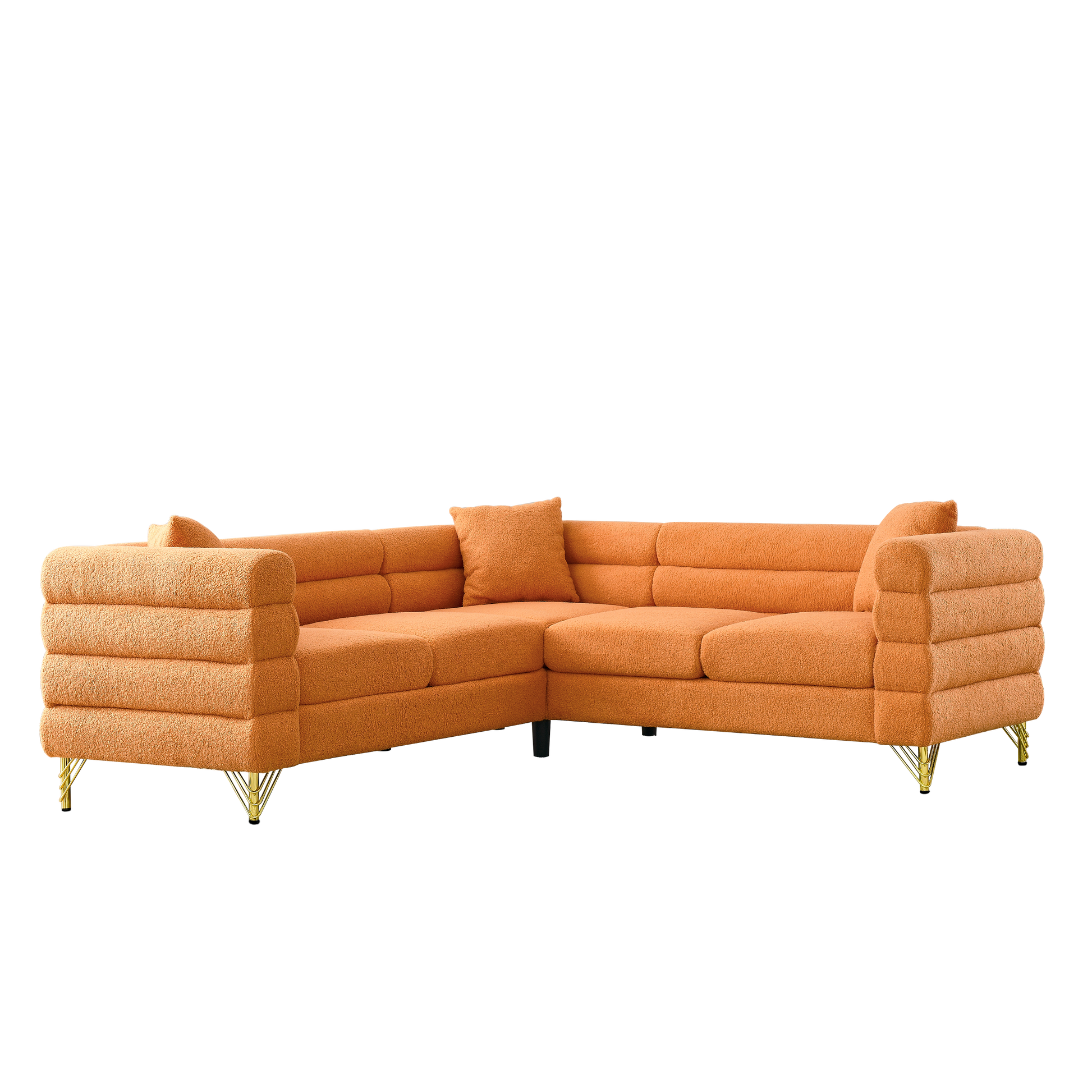 L-Shaped Sectional Sofas Couch, 5-Seater with 3 Cushions.