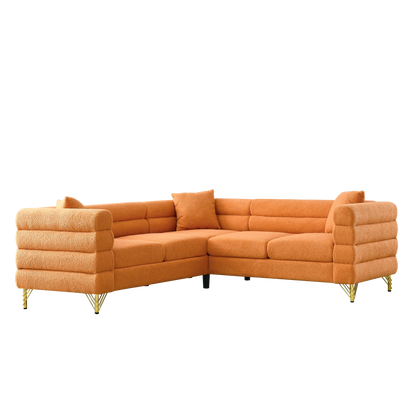 L-Shaped Sectional Sofas Couch, 5-Seater with 3 Cushions.