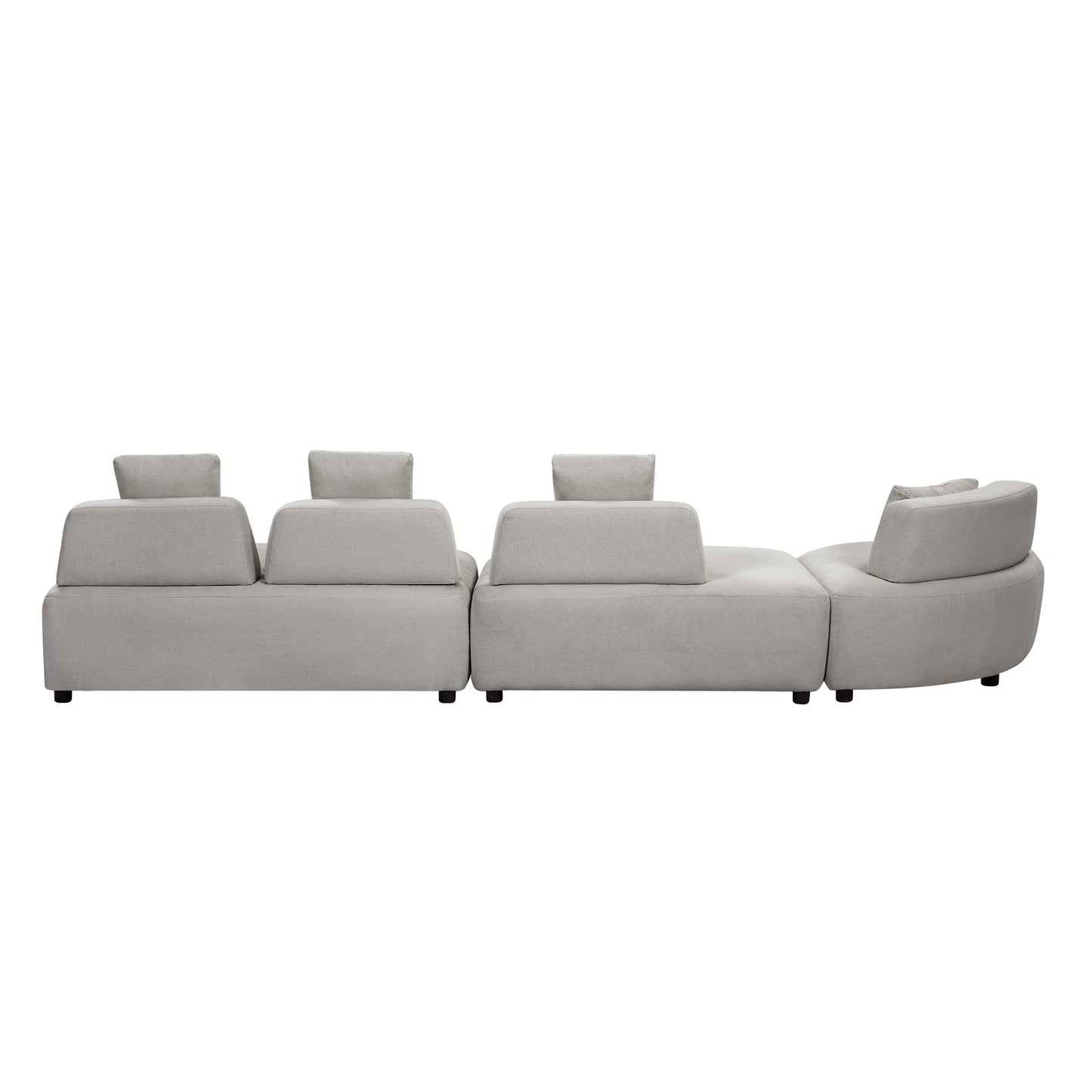 3-piece Sectional Sofa Convertible with Four Removable Pillows Grey