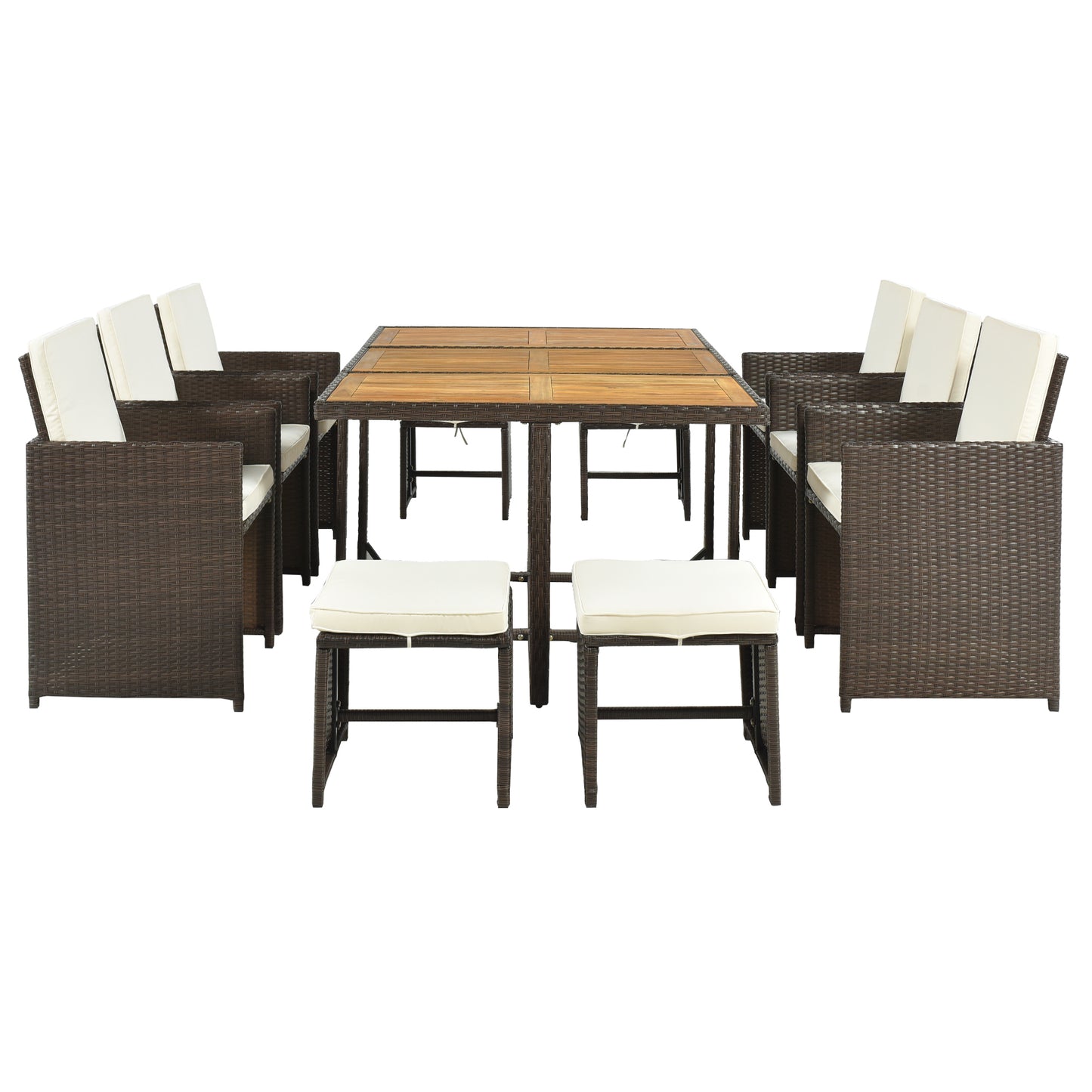 11-Piece Patio All-Weather P Dining Table Set Tabletop