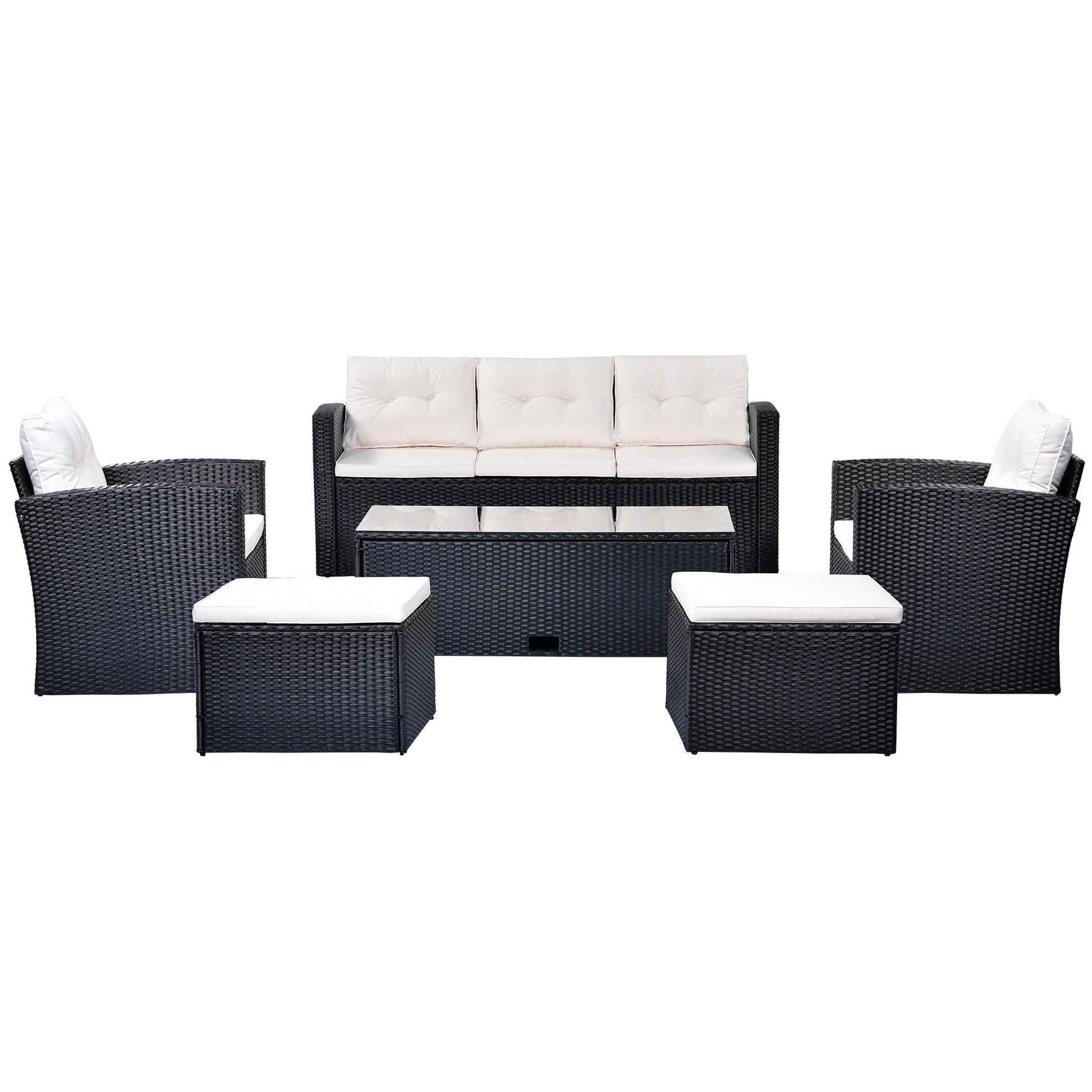 6-piece All-Weather Patio Outdoor Dining Sectional Set coffee table