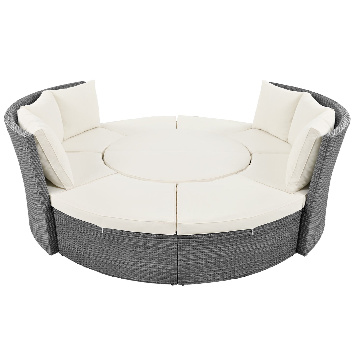 Patio 5-Piece Round Sectional Sofa Set All-Weather