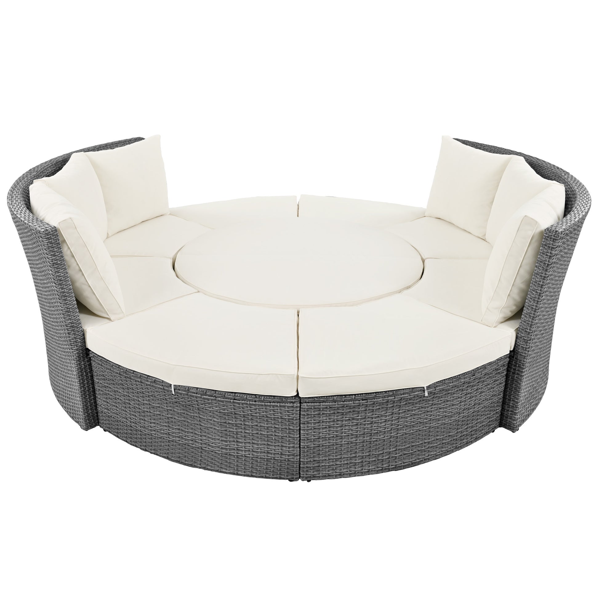 Patio 5-Piece Round Sectional Sofa Set All-Weather