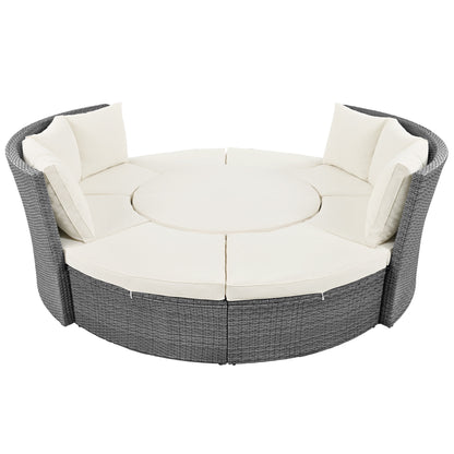 Patio 5-Piece Round Sectional Sofa Set All-Weather