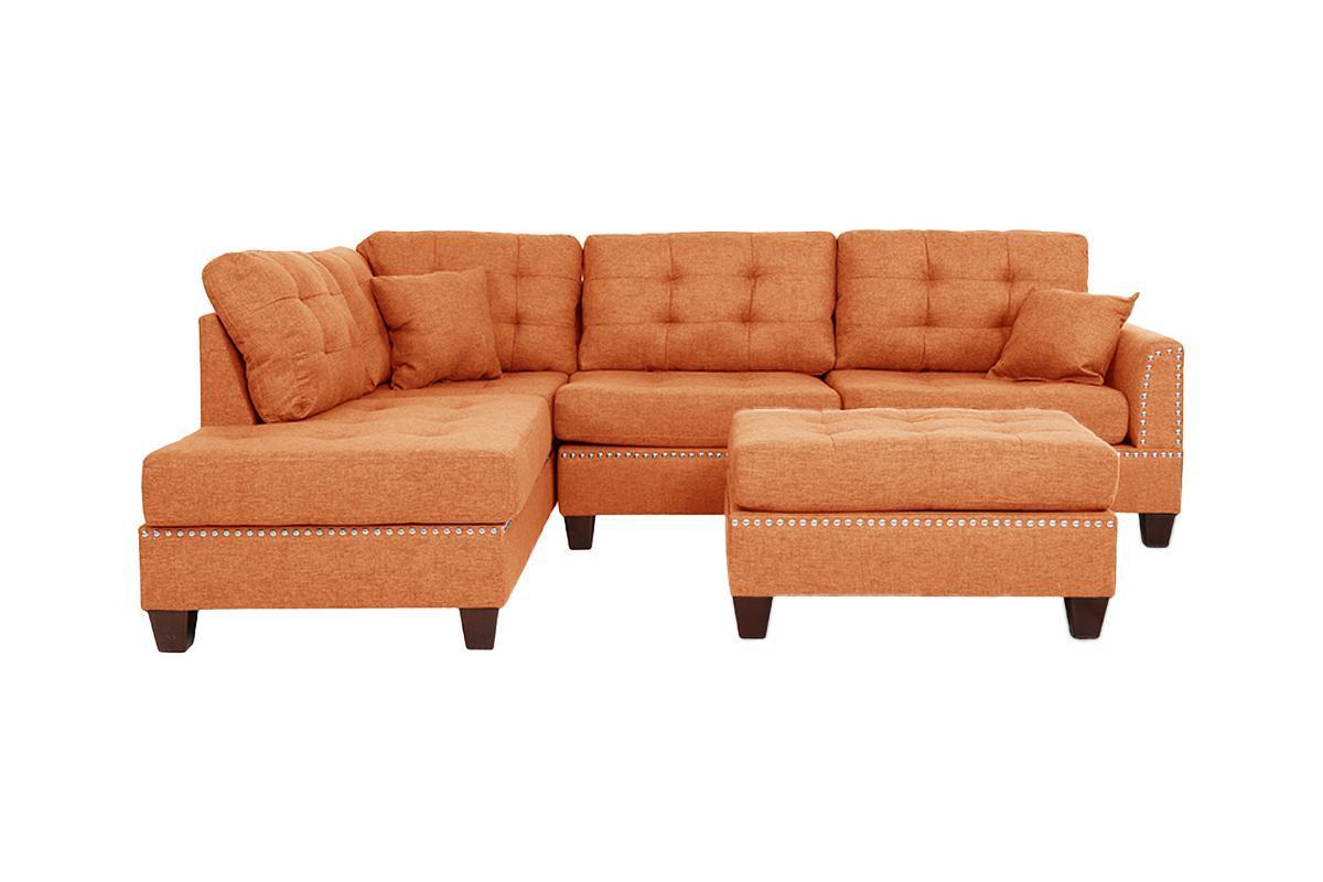 User Modern Citrus Sectional: Reversible Chaise, Sofa, Ottoman, Tufted