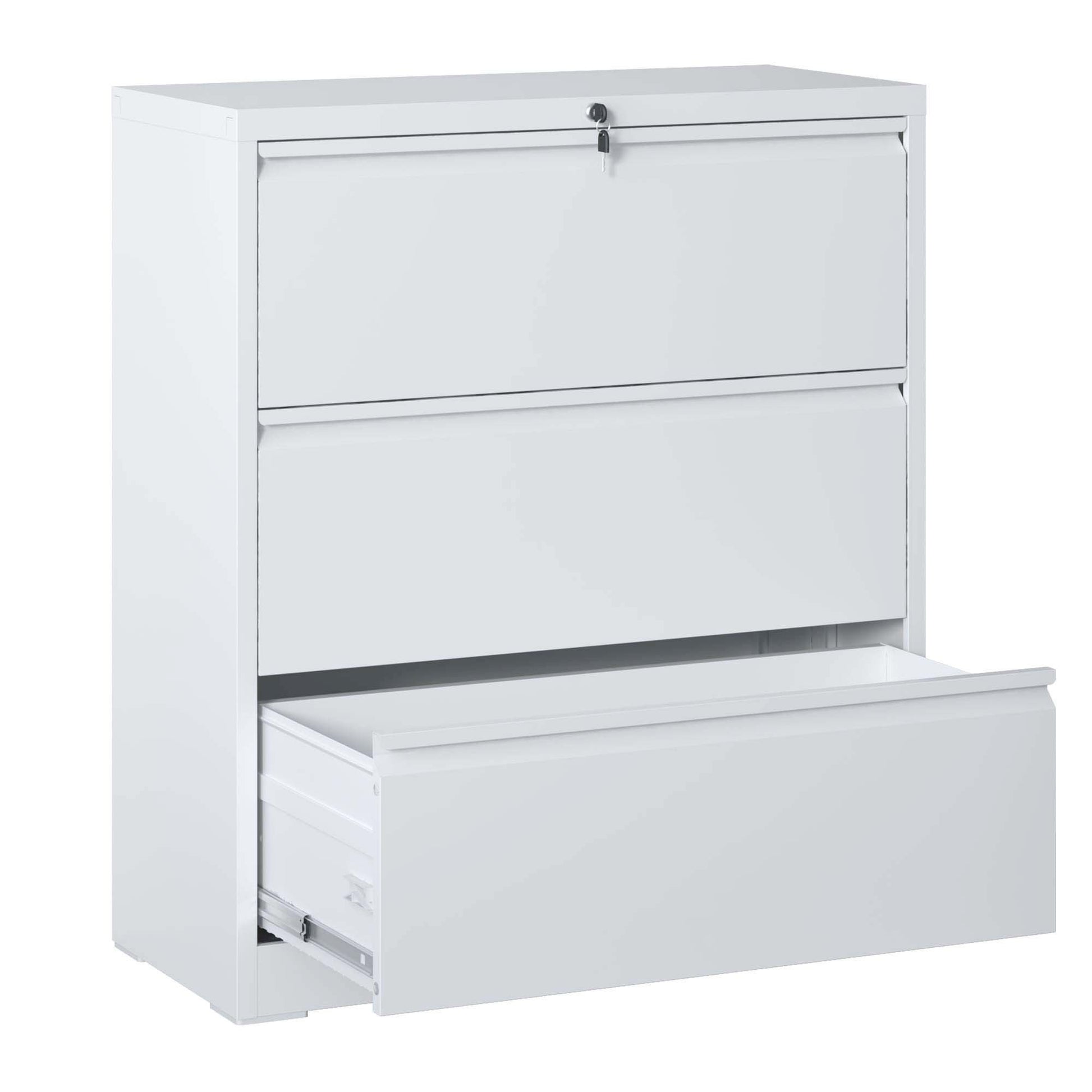 File Cabinet 3 Drawer, White Filing Cabinet Lockable Home Office