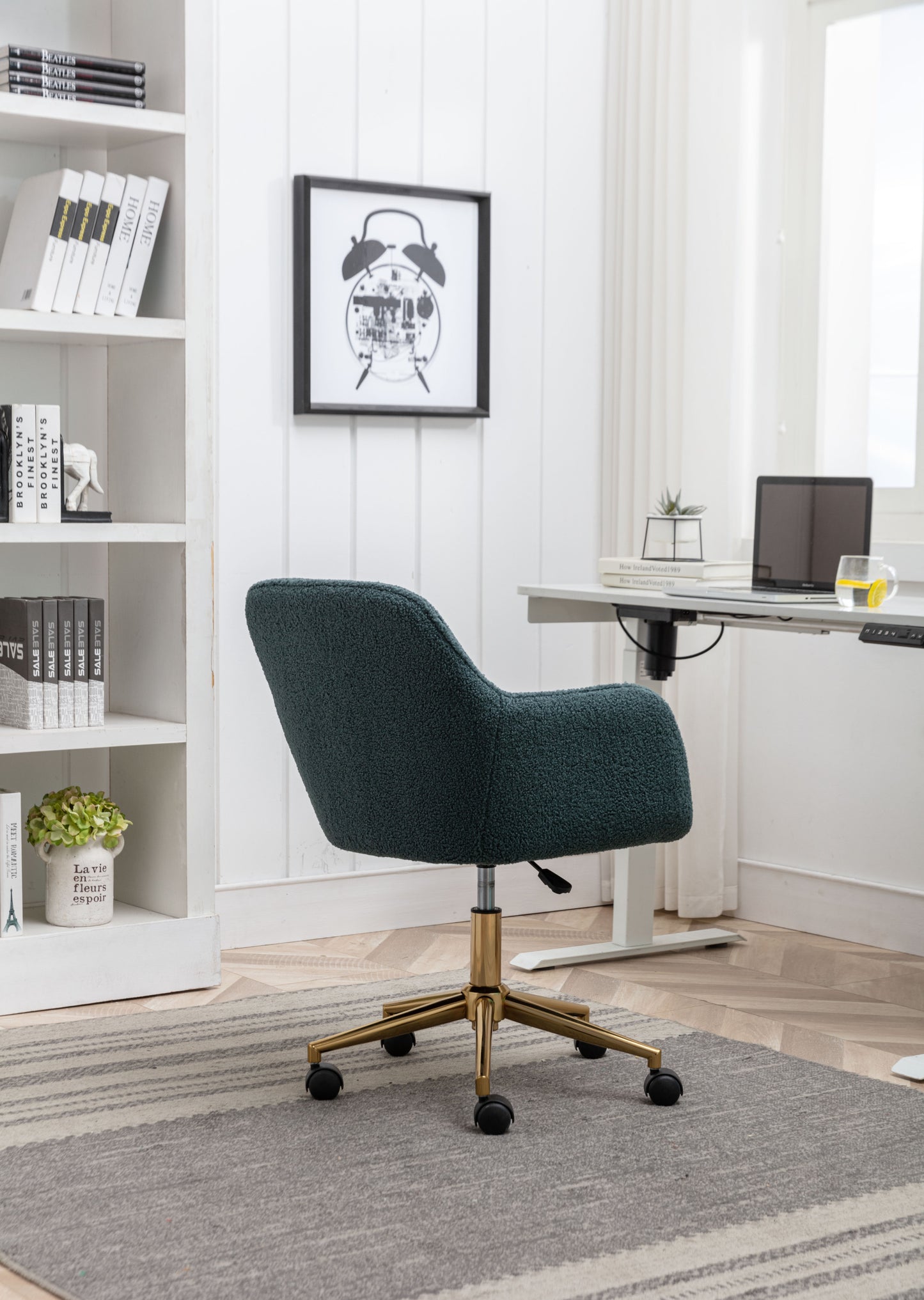 Home Office Chair With Gold Metal Legs