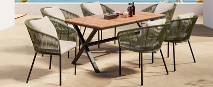 7 Pieces Patio Dining Set, All-Weather Outdoor, Dining Table, Chairs