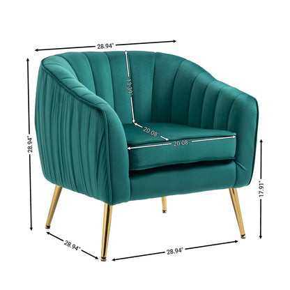 Accent Chair, Ottoman, Tufted Barrel Chair Set, Green