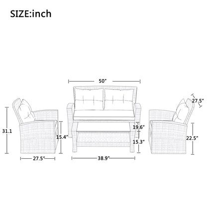 U-style Patio Furniture Set, 4 Piece Outdoor All Weather