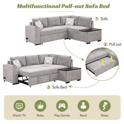 Reversible Sectional Sofa Bed, L-Shaped