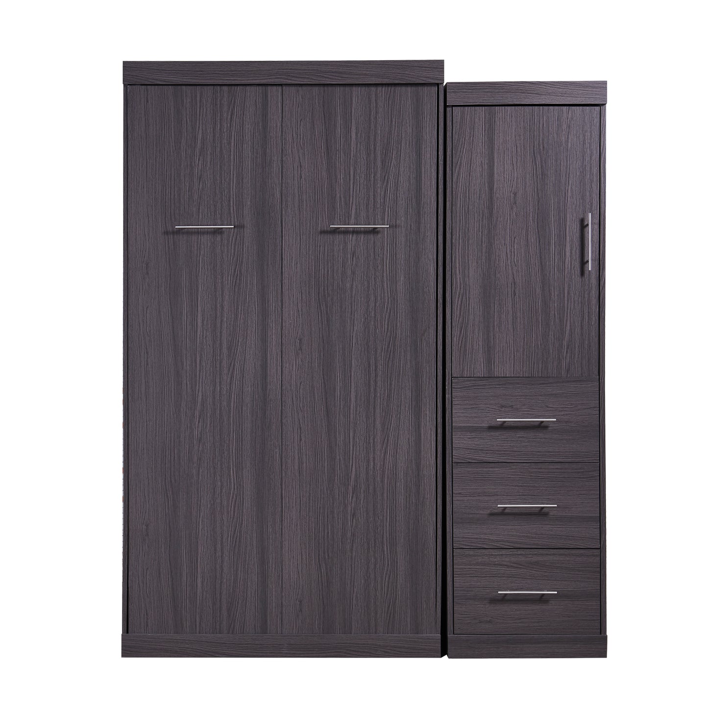 Twin Murphy Bed: Wardrobe, Drawers, Cabinet Storage