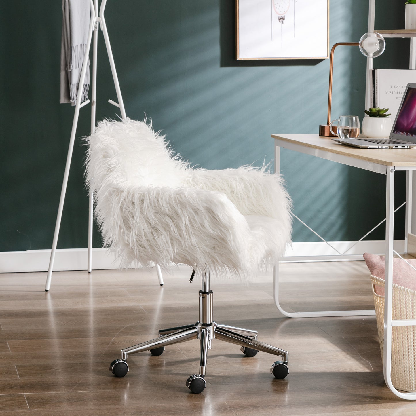 Modern Faux fur home office chair, fluffy chair, makeup vanity Chair