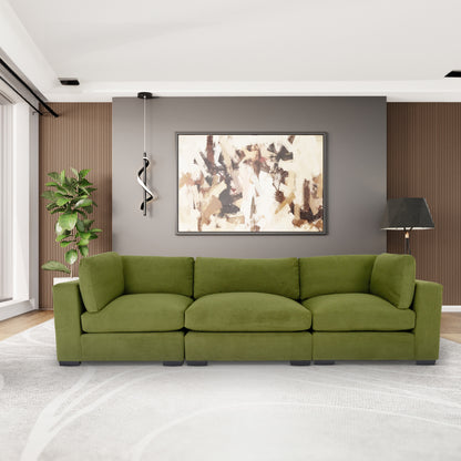 Forest Green Sofa: Modern 3-Seater for Living Room, Bedroom, Office