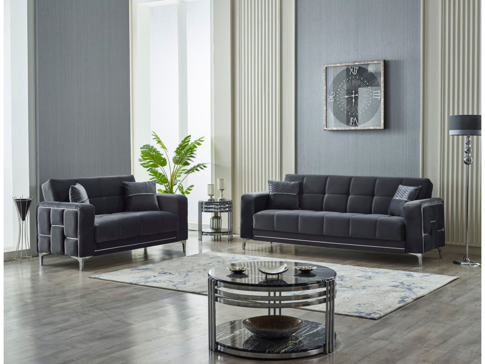 Convertible Livingroom (2 Sofa & 2 Chair) Anthracite