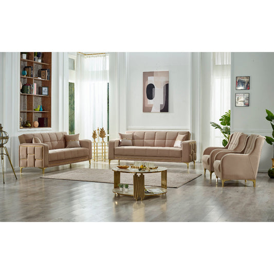 Convertible Livingroom (1 Sofa & 1 Loveseat & 1 Chair) Beige