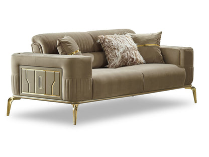 Convertible Livingroom (2 Sofa & 2 Chair) Beige With Gold Legs